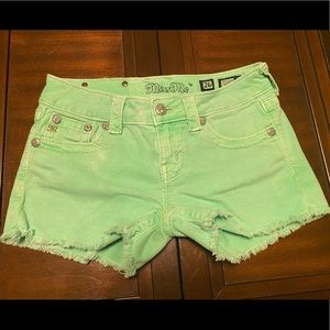 Miss Me lime green embellished jean shorts